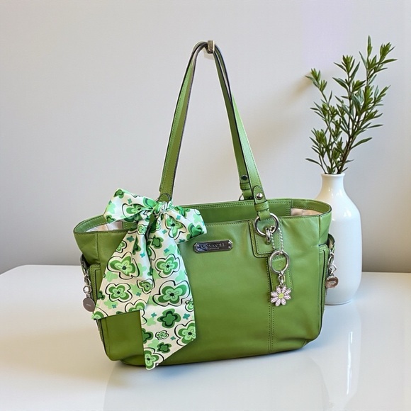 Coach Gallery Green Zip Top Tote Bundle - Picture 1 of 17